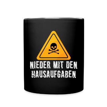Nieder mit den Hausaufgaben - Tasse einfarbig - Schwarz - Vorne