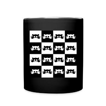 Damier De Chats Mignons Pour Propriétaire De Chats - Mug uni - noir - Devant