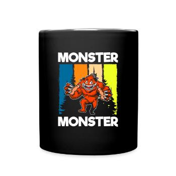 Monster Gruselig Kleiner Bruder Große Schwester - Tasse einfarbig - Schwarz - Vorne