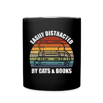 Facilement distrait par les livres de chats - Katze Bücherwurm - Mug uni - noir - Devant