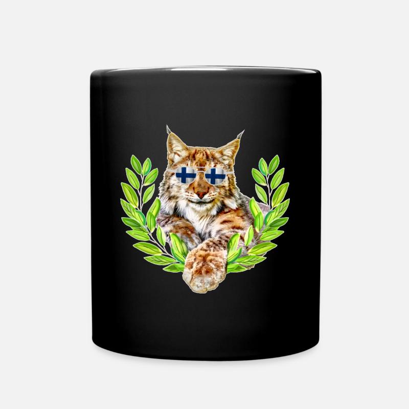 Finnland Luchs lächelnd cool - Tasse einfarbig - Schwarz