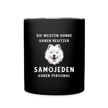 Lustiges Samojede Design - Tasse einfarbig - Schwarz - Vorne