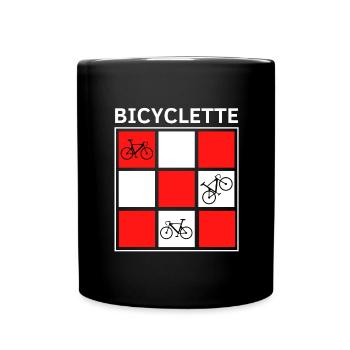 VÉLO CARRÉS ROUGE BLANC - Mug uni - noir - Devant