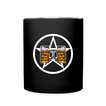 Bier Pentagramm - Tasse einfarbig - Schwarz - Vorne