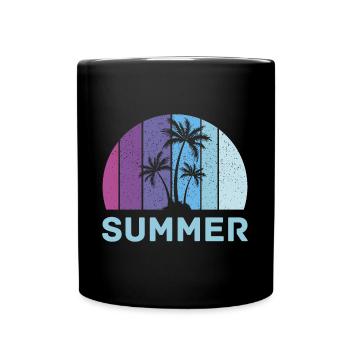 Retro Palmen Sommer Urlaub - Tasse einfarbig - Schwarz - Vorne