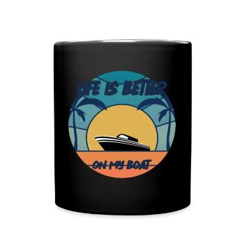 Boat Captain Gift Ship Boat Owner Captain - Full Colour Mug - black - Front