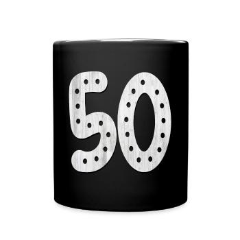 Number 50 - 50th Birthday - Fifty - Full Colour Mug - black - Front
