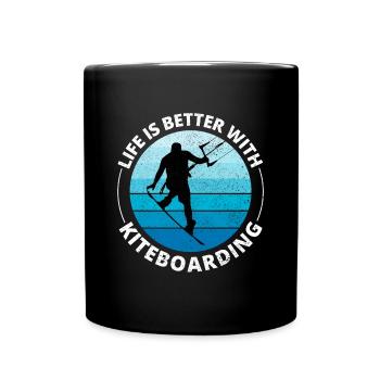 Kitesurfen Kitesurfen Kiteboarding Kiteboarder - Tasse einfarbig - Schwarz - Vorne