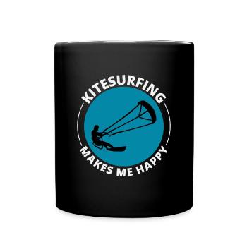 Kitesurfen Kitesurfen Kiteboarding Kiteboarder - Tasse einfarbig - Schwarz - Vorne