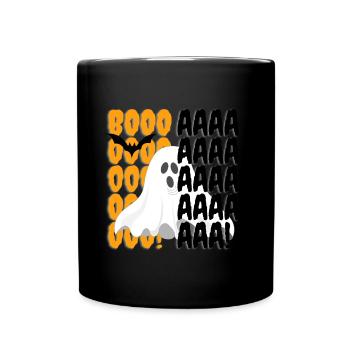 Halloween Geist Boo Muster - Tasse einfarbig - Schwarz - Vorne
