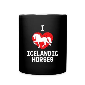 Ich Liebe Pferde Herz Islandpferde Statement - Tasse einfarbig - Schwarz - Vorne
