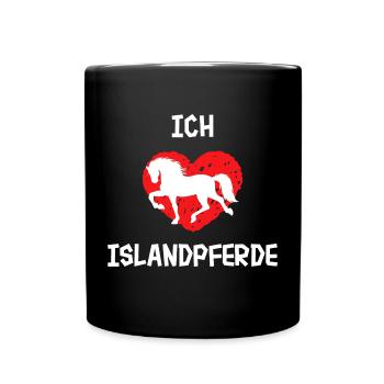 Islandpferde Ich Liebe Pferde Statement Herz - Tasse einfarbig - Schwarz - Vorne