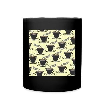 tolle küchenmuster, kaffeetassenmuster - Tasse einfarbig - Schwarz - Vorne