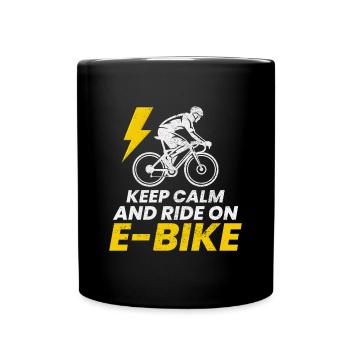 E-Bike Elektro-Fahrrad E-Radfahrer Fahrradfahrer - Tasse einfarbig - Schwarz - Vorne