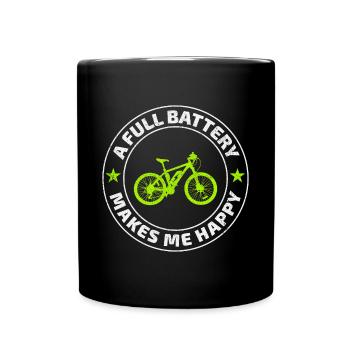 E-Bike Electric-Bike E-Cyclist Bicycling Rider - Full Colour Mug - black - Front