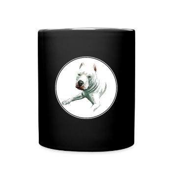 Dogo Argentino Dog Watercolor Art Illustration - Full Colour Mug - black - Front