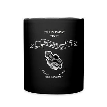 Mein Papa ist Mechaniker - Tasse einfarbig - Schwarz - Vorne
