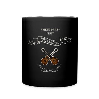 Mein Papa ist Gitarrist - Tasse einfarbig - Schwarz - Vorne