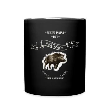 Mein Papa ist Jäger - Tasse einfarbig - Schwarz - Vorne