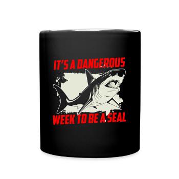 Grand requin blanc Fruits de mer Poisson prédateur - Mug uni - noir - Devant