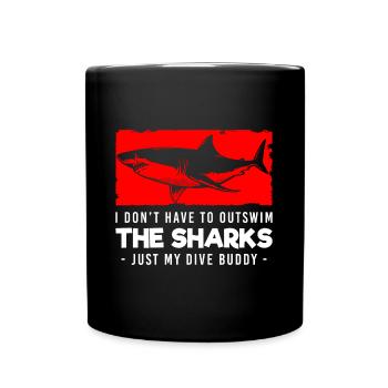 Shark Sailing Tiger Shark - Full Colour Mug - black - Front
