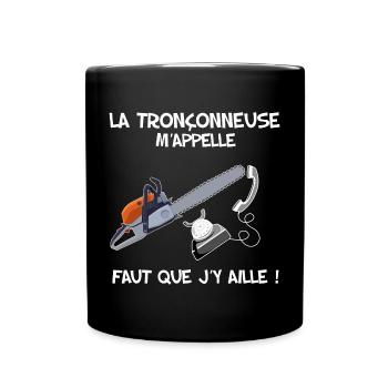 La Tronçonneuse au bout du Fil Humour Homme - Mug uni - noir - Devant