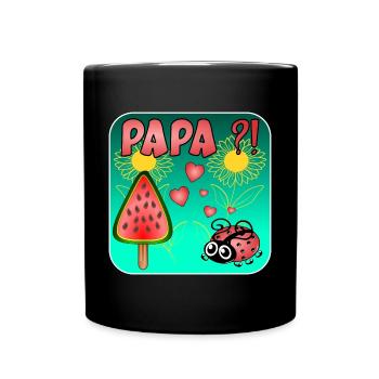 Wassermelonen Eiscreme - PAPA MARIENKÄFER - Tasse einfarbig - Schwarz - Vorne