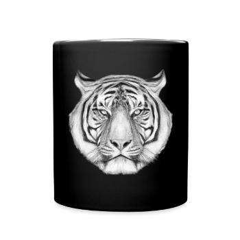Tigre dessiné au crayon - Mug uni - noir - Devant