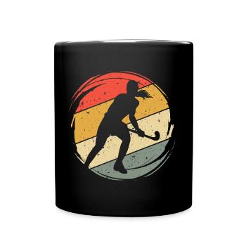 Hockeyspielerin Retro Feldhockey Hockey Frauen - Tasse einfarbig - Schwarz - Vorne