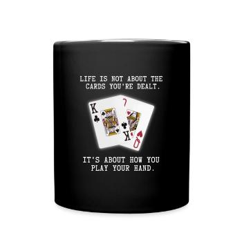 Citation inspirante sur les cartes à jouer au poker - Mug uni - noir - Devant