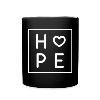 HOPE Herz Logo Schriftzug - Tasse einfarbig - Schwarz - Vorne
