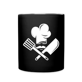 Koch kochen Symbol Mütze Besteck Illustration Icon - Tasse einfarbig - Schwarz - Vorne