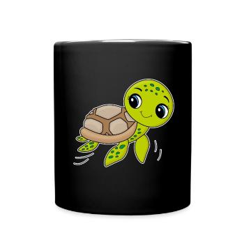 Tortue, animal mignon, océan - Mug uni - noir - Devant