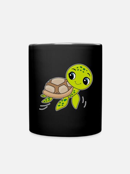 Schildkröte, niedliches Tier, Ozean - Tasse einfarbig - Schwarz
