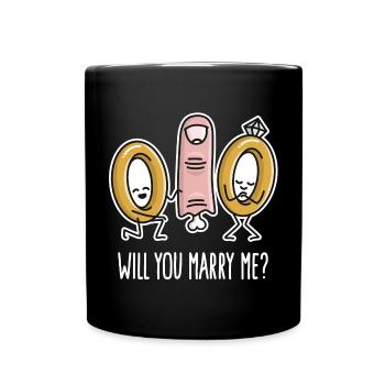 Voulez-vous m’épouser bagues de mariage de fiançailles doigt - Mug uni - noir - Devant