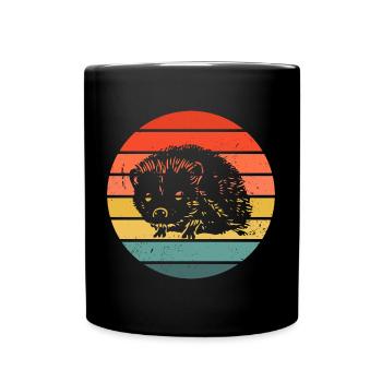 Hedgie Retro Sunset Hedgehog - Full Colour Mug - black - Front