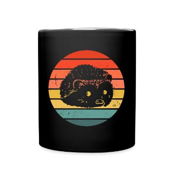 Hedgie Retro Sunset Hedgehog - Tasse einfarbig - Schwarz - Vorne