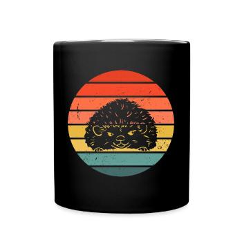 Hedgie Retro Sunset Hedgehog - Tasse einfarbig - Schwarz - Vorne