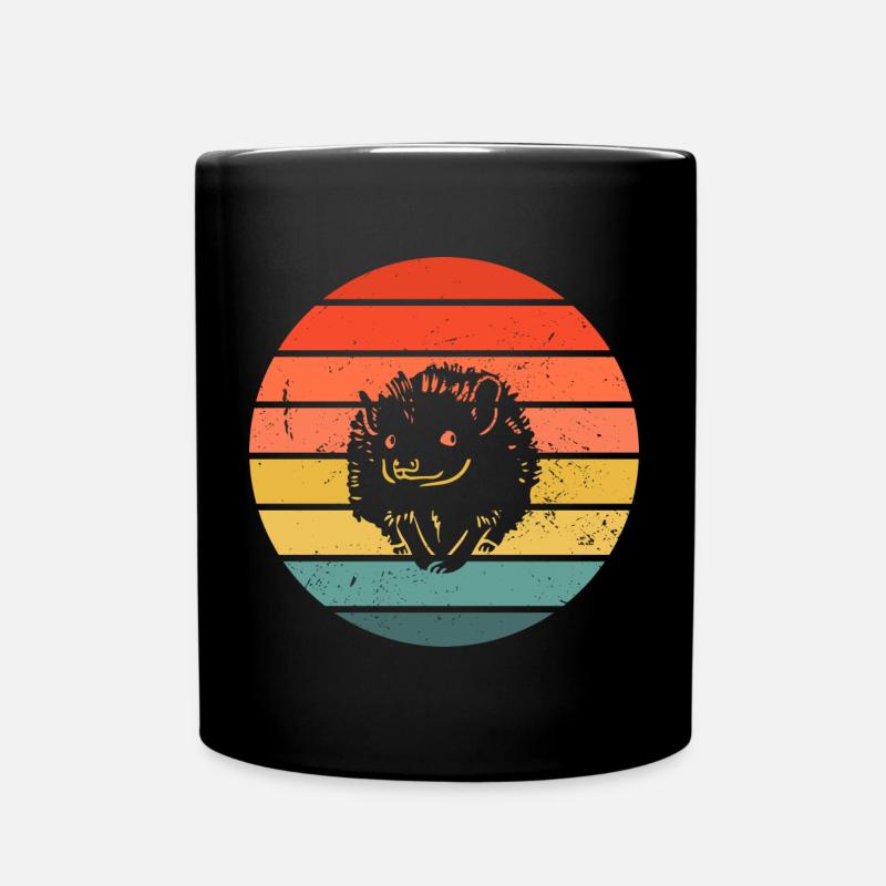 Hedgie Retro Sunset Hedgehog - Tasse einfarbig - Schwarz