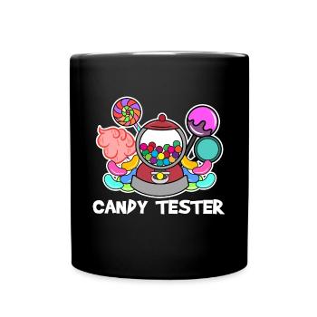 Naschkatzen Spruch Süßigkeiten Bonbon Nachspeise - Tasse einfarbig - Schwarz - Vorne