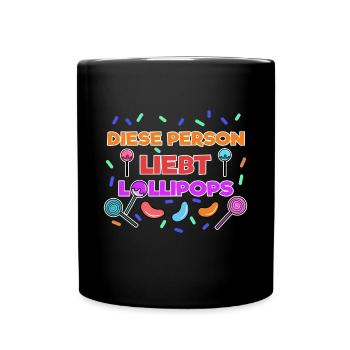 Naschkatzen Bonbon Statement Süßigkeiten Naschen - Tasse einfarbig - Schwarz - Vorne
