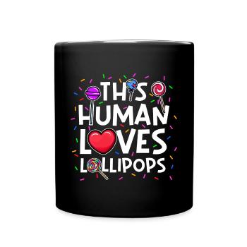 Candy Statement Sweet Tooth Sweets Heart - Full Colour Mug - black - Front