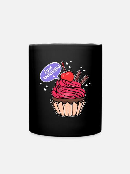 Süßigkeiten Statement Backen Cupcake Naschen - Tasse einfarbig - Schwarz
