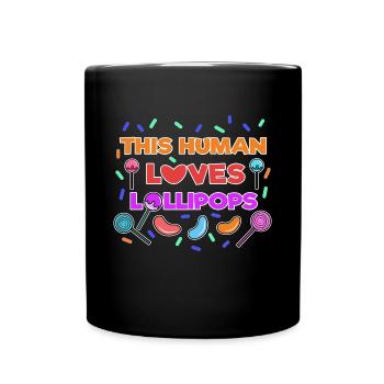 Lecker Bonbon Statement Süßigkeiten Naschkatzen - Tasse einfarbig - Schwarz - Vorne