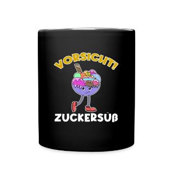Süßigkeiten Schokolade Nachspeise Statement Lecker - Tasse einfarbig - Schwarz - Vorne