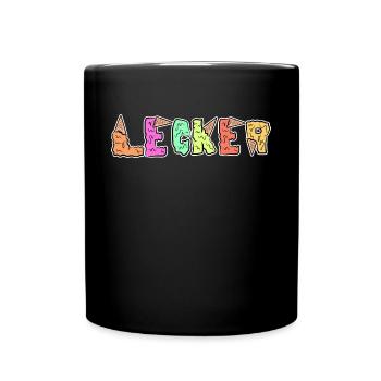 Lecker Eis Nachspeise Süßigkeiten Naschkatzen - Tasse einfarbig - Schwarz - Vorne