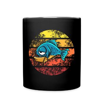 Piranha Geschenk - Tasse einfarbig - Schwarz - Vorne