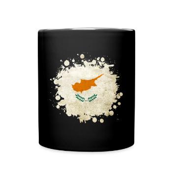 Zypern Vintage Klecks Flagge - Tasse einfarbig - Schwarz - Vorne