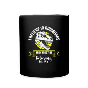 Dinosaurier Saurier Pflanzenfresser - Tasse einfarbig - Schwarz - Vorne