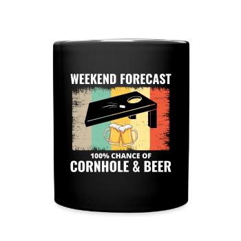 Cornhole Drinking Bean Bag Toss Jeu de pelouse en plein air - Mug uni - noir - Devant